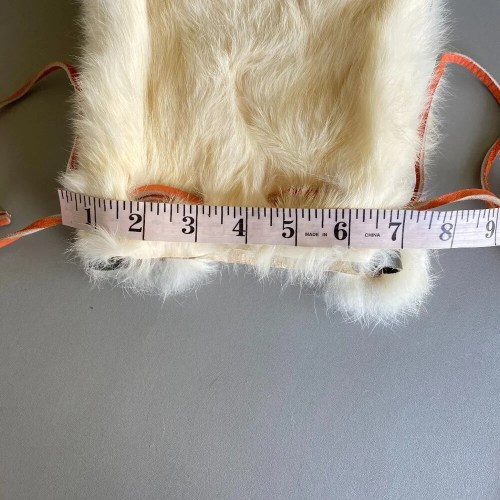 Handmade Genuine Rabbit Fur Drawstring Bucket Bag​​ - Picture 12 of 14